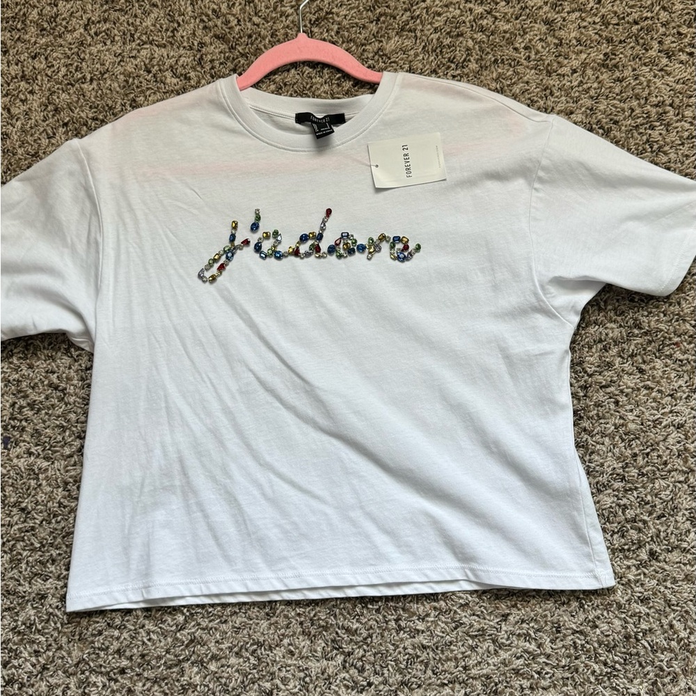 j’adore rhinestone crop top